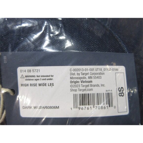 UNIVERSAL THREAD WOMENS HIGH RISE WIDE LEG JEANS DARK WASH 8S - Picture 5 of 5